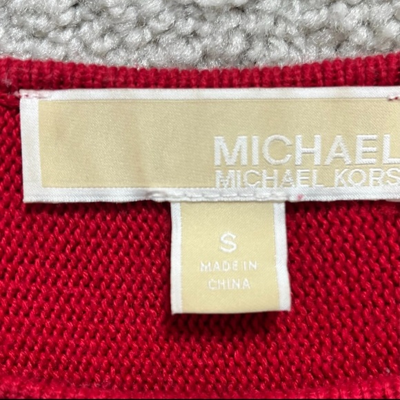 Michael Kors Red Tunic Sweater Long Sleeves With Gold Side Zippers - Picture 11 of 12